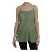 Groene Zijden Tanktop Pink Memories , Green , Dames