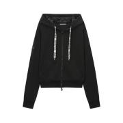 Zwarte Hoodie met gepolijste nylon voering Duvetica , Black , Dames