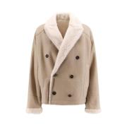 Omkeerbare Leren Shearling Jas Brunello Cucinelli , Beige , Dames