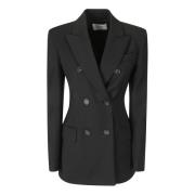 Zwarte double-breasted jas met zakken Sportmax , Black , Dames