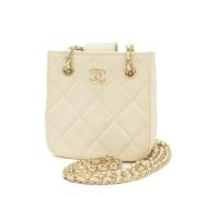 Pre-owned Leather chanel-bags Chanel Vintage , Beige , Dames