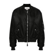 Zwarte Gewatteerde Bomberjas Alexander McQueen , Black , Heren