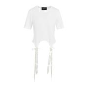 Wit T-shirt met satijnen strikaccenten Simone Rocha , White , Dames