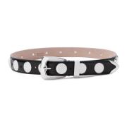 Zwarte Leren Riem met Zilveren Gesp Khaite , Black , Dames