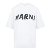 Wit Logo T-shirt Casual Stijl Marni , White , Dames