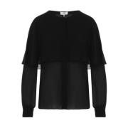 Zwarte Zijden Georgette Cape Blouse Chloé , Black , Dames