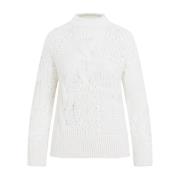 Witte Wollen Trui met Kantinzetten Ermanno Scervino , White , Dames