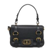 Zwarte Leren Handtas Atena La Carrie , Black , Dames