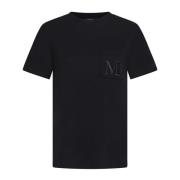 Zwart Katoenen T-shirt met Borstzak Max Mara , Black , Dames