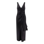 Zwarte V-hals jurk met frontsplit Pinko , Black , Dames