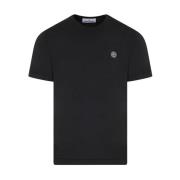 Zwart Katoenen T-Shirt Ronde Hals Stone Island , Black , Heren