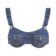 Blauw Katoenen Topkleding Aw24 Jean Paul Gaultier , Blue , Dames