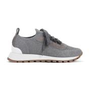 Grijze Sneakers Verhoog Stijl Comfort Brunello Cucinelli , Gray , Dame...