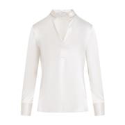 Elegante Witte Zijden Blouse Peserico , White , Dames