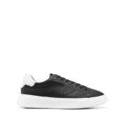 Veau Lage Sneakers Zwart Wit Logo Philippe Model , Black , Heren