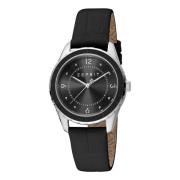 Roestvrijstalen leren analoge horloge Esprit , Black , Dames