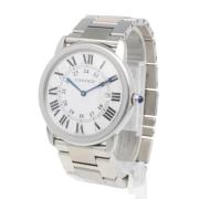 Pre-owned Stainless Steel watches Cartier Vintage , White , Dames