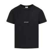 Zwarte Katoenen T-shirt met Logo Saint Laurent , Black , Heren