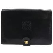 Pre-owned Leather clutches Loewe Pre-owned , Black , Dames