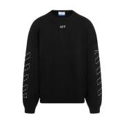 Zwarte Sweater met Stikpijl Details Off White , Black , Heren