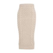 Elegant Cable Knit Tube Skirt Beige Kaos , Beige , Dames