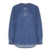 Denim Kraagloze Shirt TotêMe , Blue , Dames