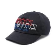 Blauwe Geborduurde Logo Baseballpet Gucci , Blue , Heren