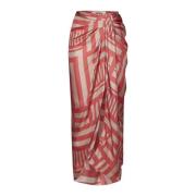 Zijden Sarong Rok met Labyrinth Print Fendi , Red , Dames