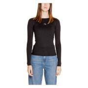 Zwarte Gebreide Ronde Hals Trui Calvin Klein Jeans , Black , Dames