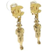 Pre-owned Metal earrings Chanel Vintage , Yellow , Dames