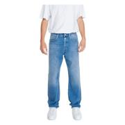 Blauwe Katoenen Jeans met Zakken Replay , Blue , Heren