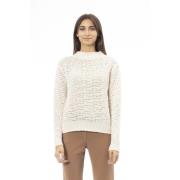 Turtleneck Sweater - Ribbed Collar Cuffs Alpha Studio , White , Dames