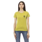 Groen Artistiek Frontprint T-shirt Trussardi , Green , Dames