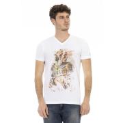 Korte Mouw V-hals T-shirt - Action Trussardi , White , Heren