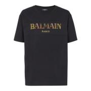 Vintage geborduurd T-shirt Balmain , Black , Heren