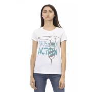 Chique wit bedrukt T-shirt: Zomerse must-have Trussardi , White , Dame...