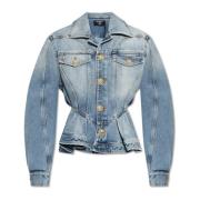 Peplum denim jasje Balmain , Blue , Dames