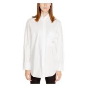 Witte Lange Mouw Knoop Shirt Vrouwen Calvin Klein Jeans , White , Dame...