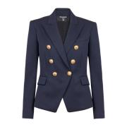 Wollen double-breasted jas Balmain , Blue , Dames