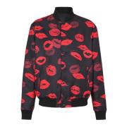 Omkeerbare bomberjack in effen en Kiss-print nylon Balmain , Multicolo...