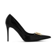 Zwarte Logo Pumps Puntige Neus Stiletto Dolce & Gabbana , Black , Dame...