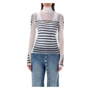 Doorschijnende Turtleneck Top Navy Jean Paul Gaultier , White , Dames