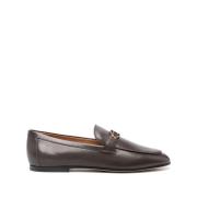 Bruin Leren Platte Schoenen Amandel Teen Tod's , Brown , Dames