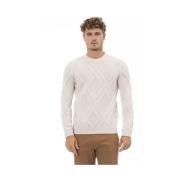 Beige Merino Wool Crewneck Sweater Alpha Studio , Beige , Heren