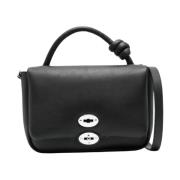 Zwarte Gladde Korrel Knoopdetail Tas Zanellato , Black , Dames