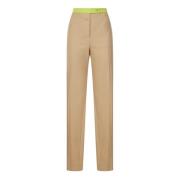 Wijde broek Off White , Brown , Dames