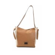 Elegante Leren Schoudertas in Bruin Pompei Donatella , Brown , Dames