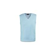 Sea Island Cotton V-hals Gebreid Vest Moorer , Blue , Heren