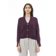 Cardigan met knoopsluiting en zakken Alpha Studio , Red , Dames