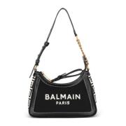 B-Army monogram canvas en gladleren handtas Balmain , Black , Dames